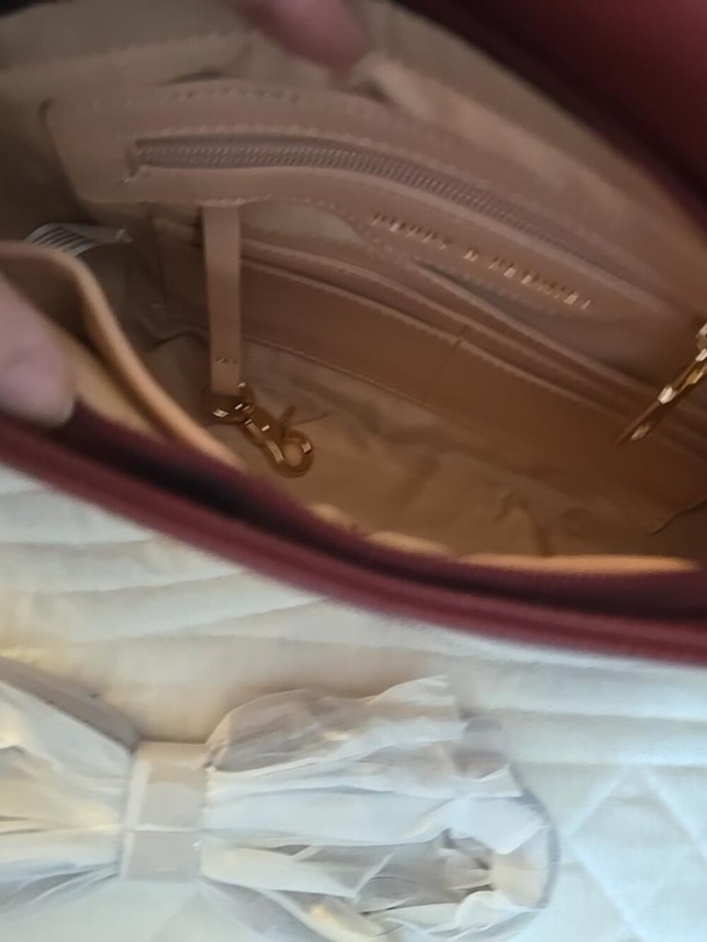 Poppy & Peonies Burgundy Crossbody Bag with Gold Hardware - Picture 5 of 10
